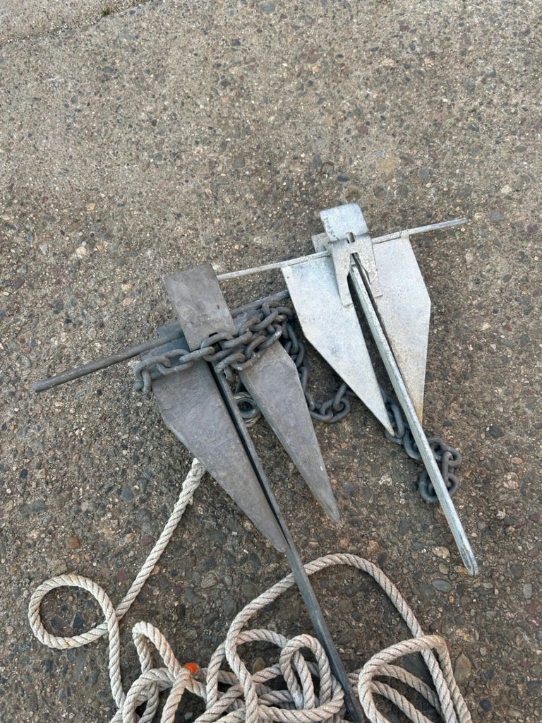 A Pair of Two Galvanized Fluke Boat Anchors - image 2 of 4