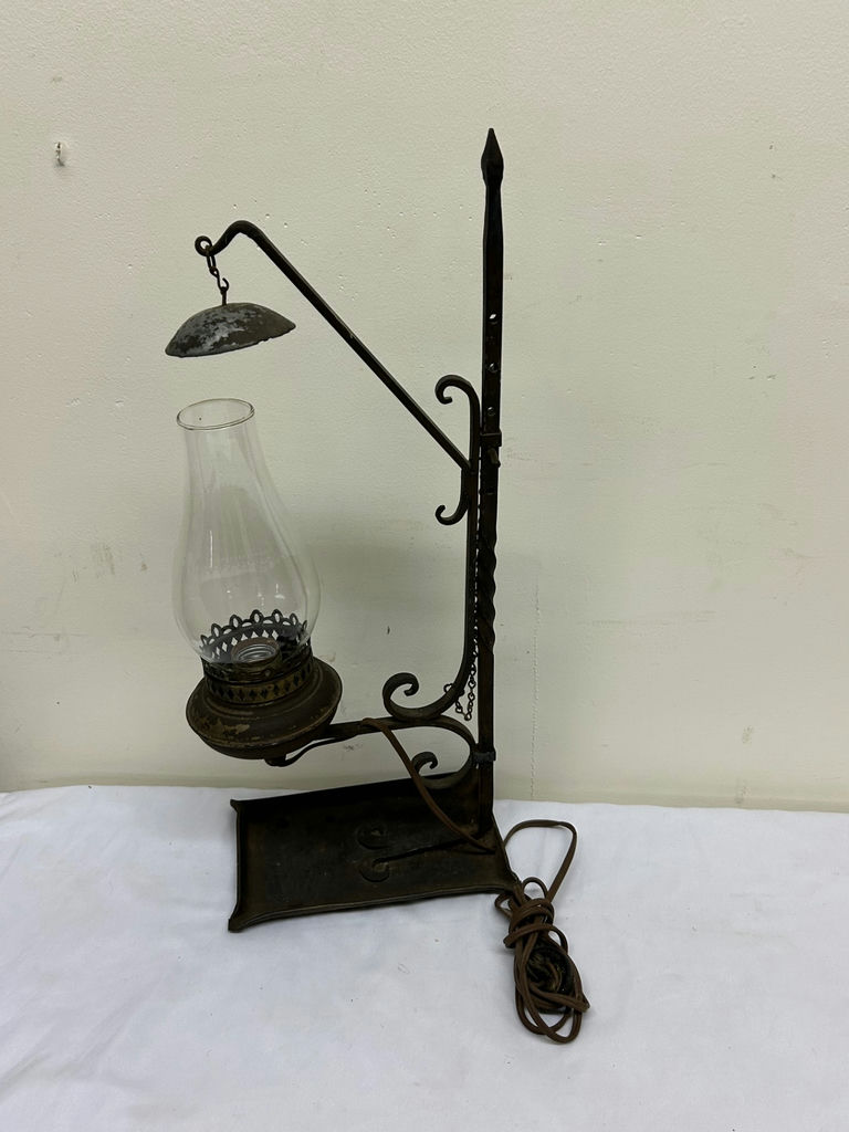 Antique Electrified Wrought Iron Lamp - image 3 of 5