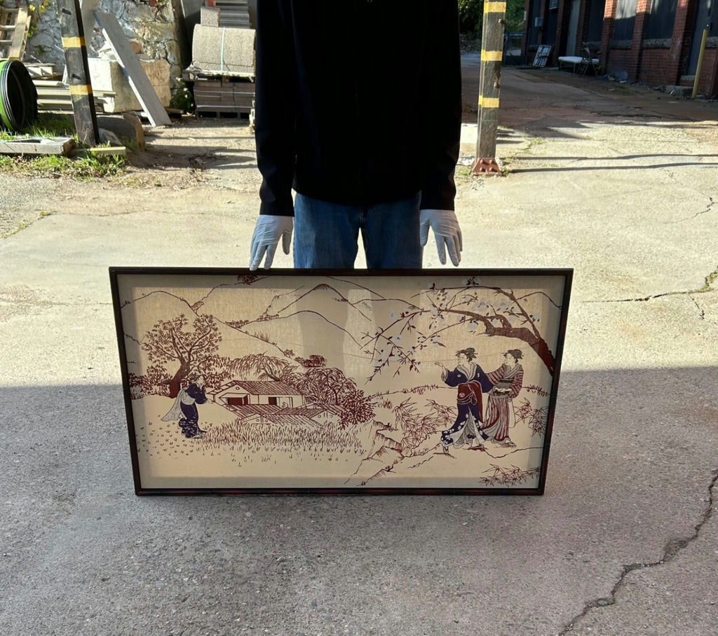 Japanese Geishas, Silkscreen Art on Fabric.  - image 2 of 4
