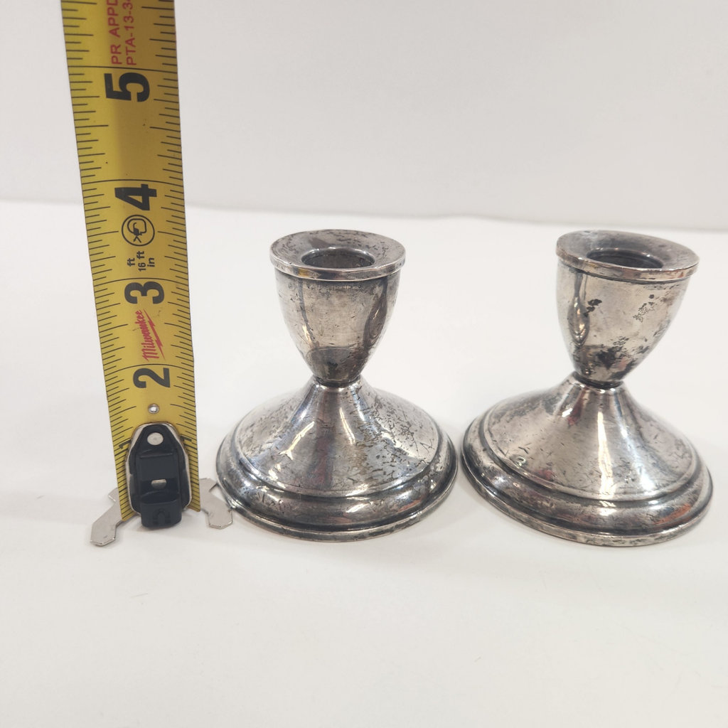 Pair Weighted Silver Candle Holders - image 5 of 5
