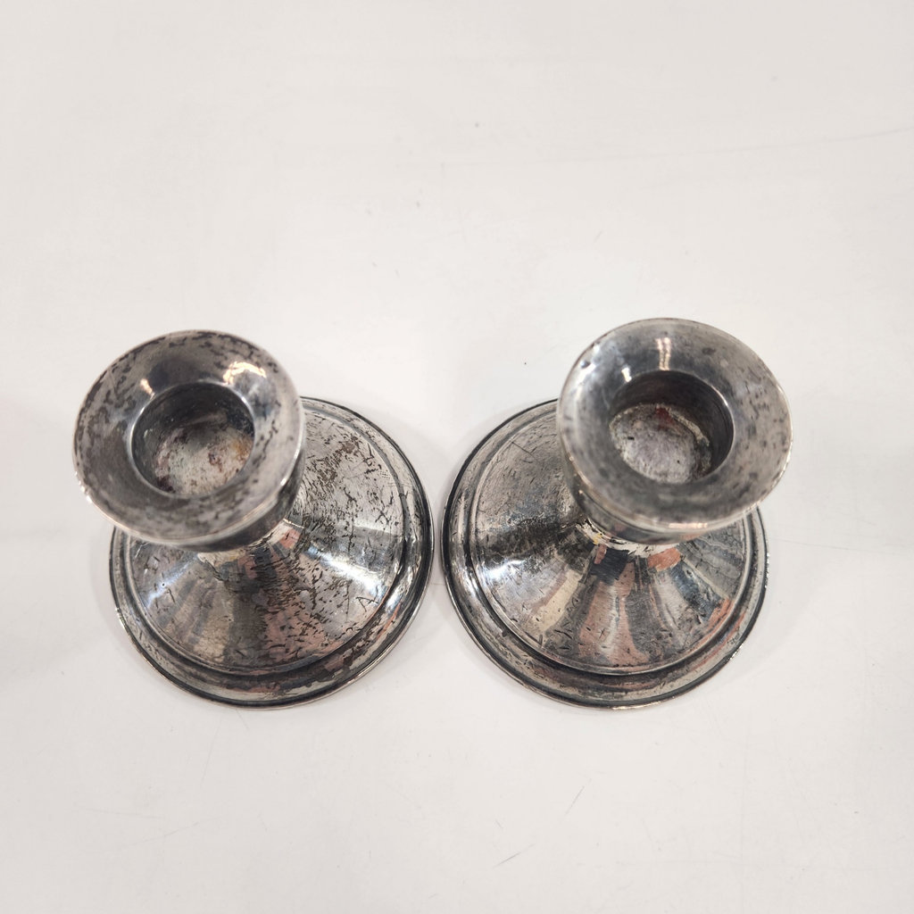 Pair Weighted Silver Candle Holders - image 2 of 5