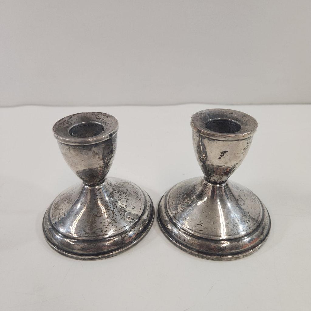 Pair Weighted Silver Candle Holders - image 1 of 5