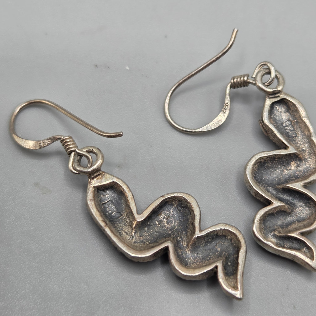 Sterling Silver Snake Earrings 5.52 grams - image 5 of 8