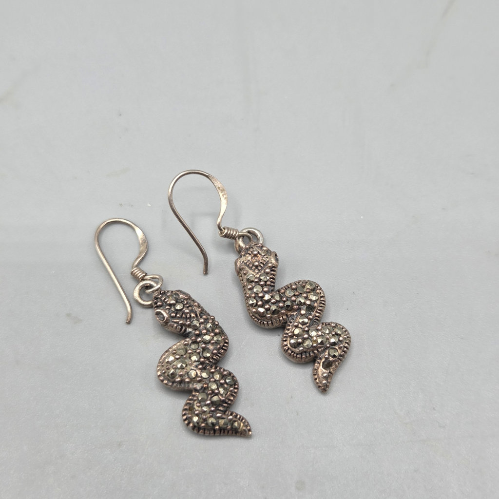 Sterling Silver Snake Earrings 5.52 grams - image 1 of 8