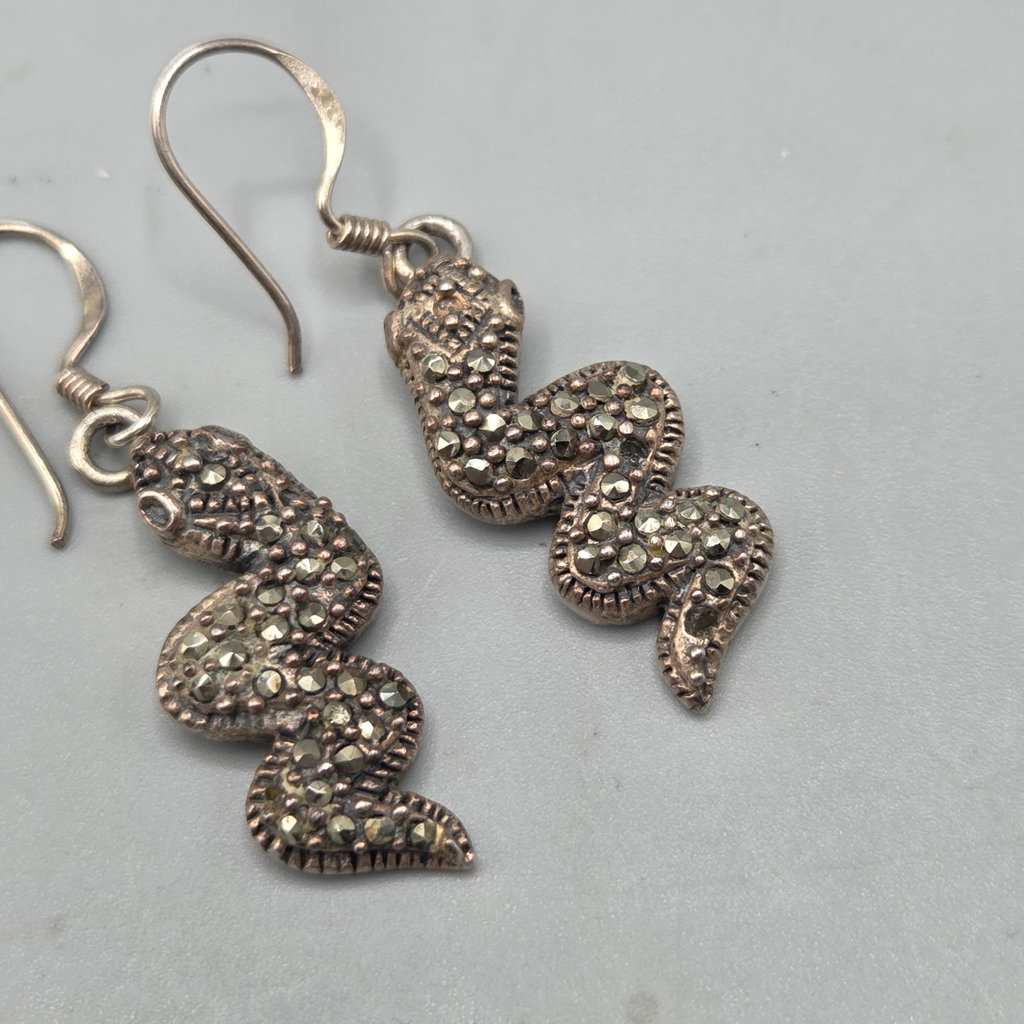 Sterling Silver Snake Earrings 5.52 grams - image 3 of 8