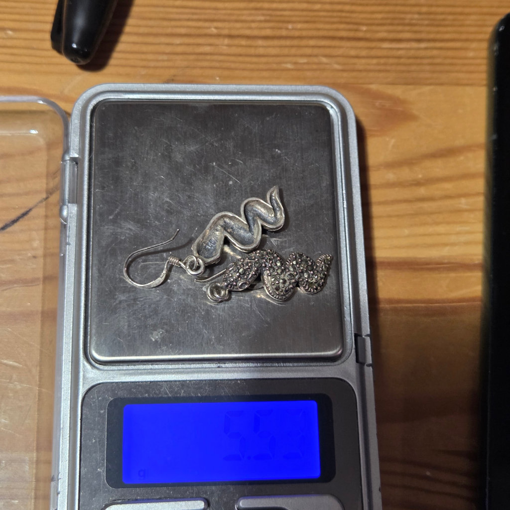 Sterling Silver Snake Earrings 5.52 grams - image 8 of 8