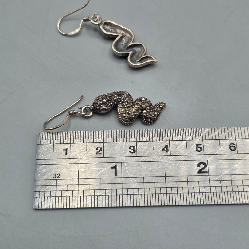 Sterling Silver Snake Earrings 5.52 grams - image 7 of 8