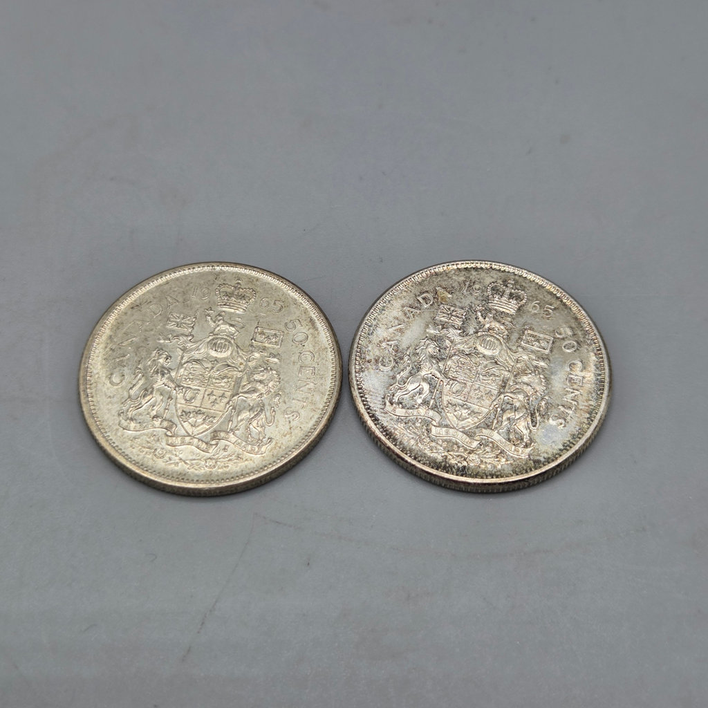 1965 Canada Silver 50 Cent Coins x 2 - image 1 of 2
