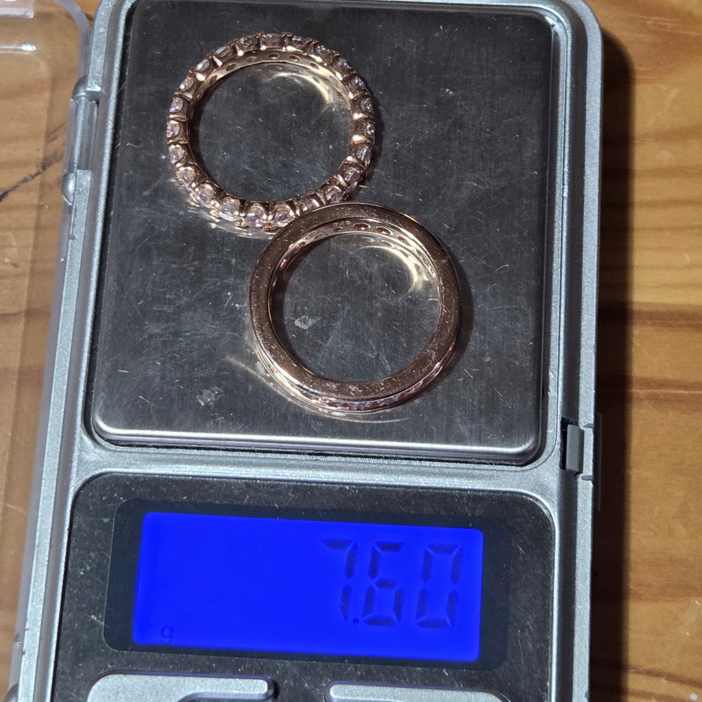 Sterling Silver Bands Rose Gold Plated w/ Clear Stones Size 9 - image 5 of 5