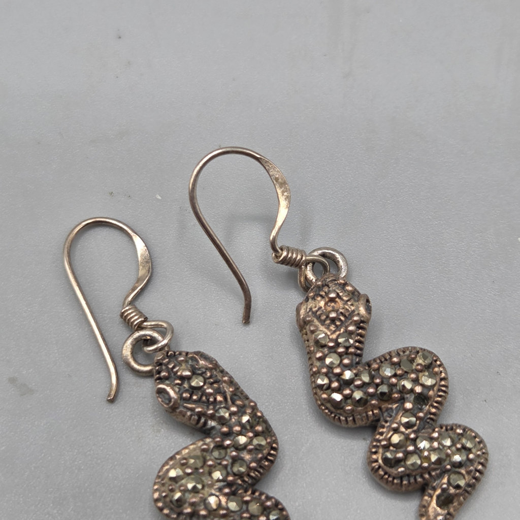 Sterling Silver Snake Earrings 5.52 grams - image 2 of 8