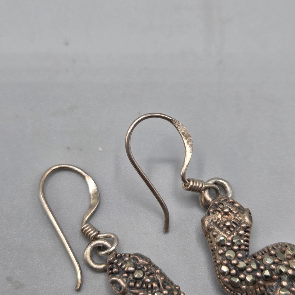 Sterling Silver Snake Earrings 5.52 grams - image 4 of 8