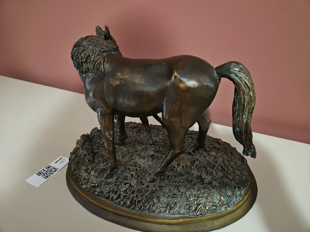 Bronze mare and foal sculpture on rocky base - image 5 of 6