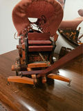 Decorative wooden wagon lamp with pink fabric canopy and miniature tools - thumbnail 4 of 5