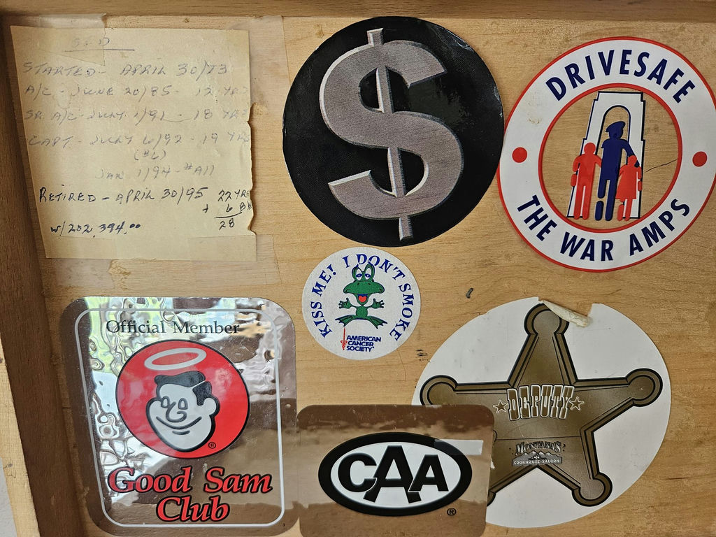 Sticker-covered wooden storage box - image 5 of 6