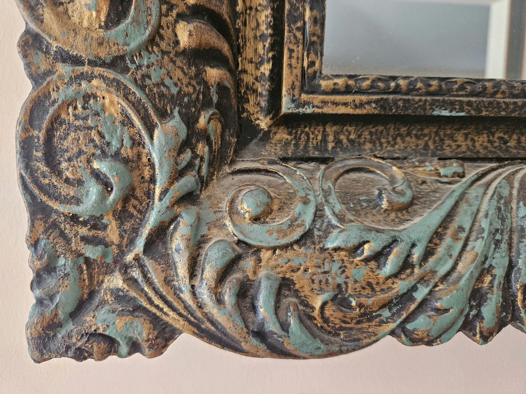 Ornate carved-frame wall mirror - image 7 of 8