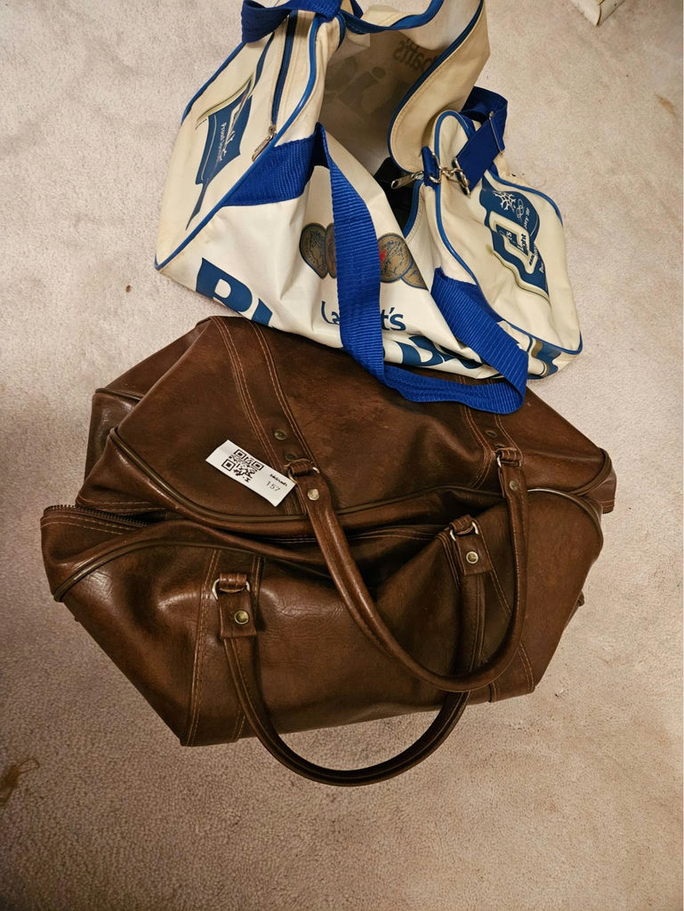 Brown leather Adidas duffel bag and Labatt's Blue Light promotional tote - image 4 of 6