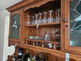 Oak wooden dining room buffet and hutch with hand crafted stainedglass-front cabinet - thumbnail 7 of 21