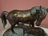 Bronze mare and foal sculpture on rocky base - thumbnail 3 of 6