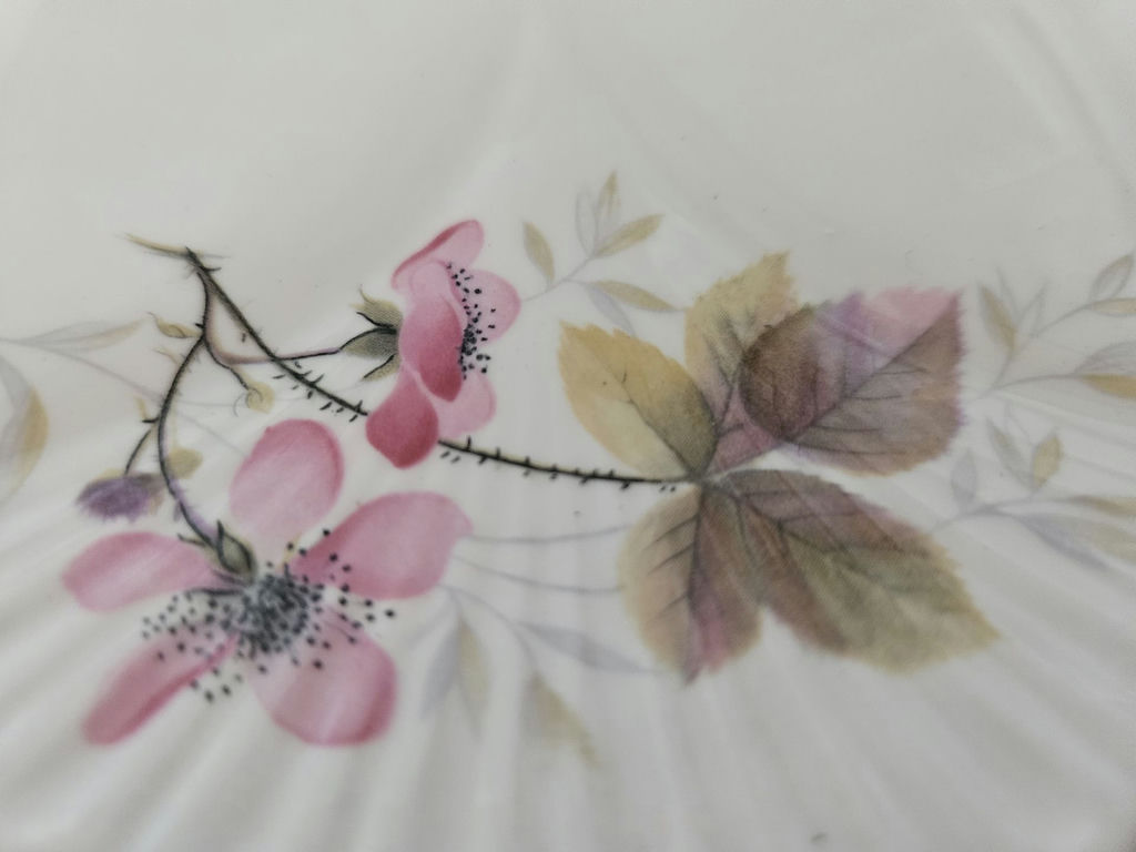 Floral porcelain 9" pedestal cake stand - Shelley - image 3 of 5