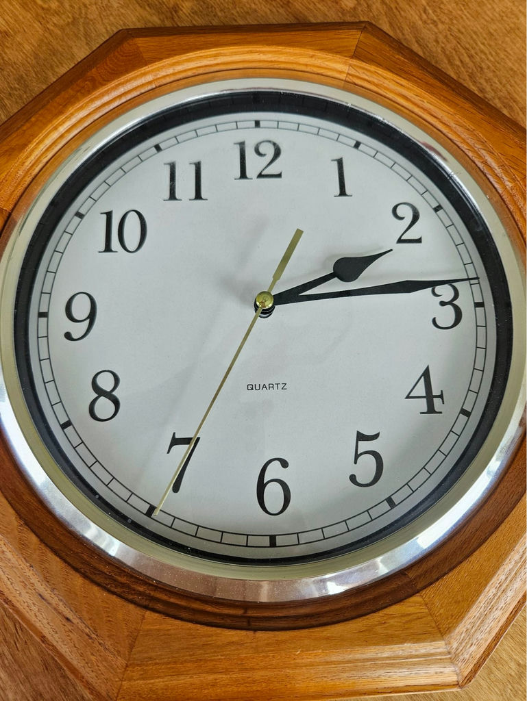 Octagonal wooden wall clock with quartz movement - image 2 of 4