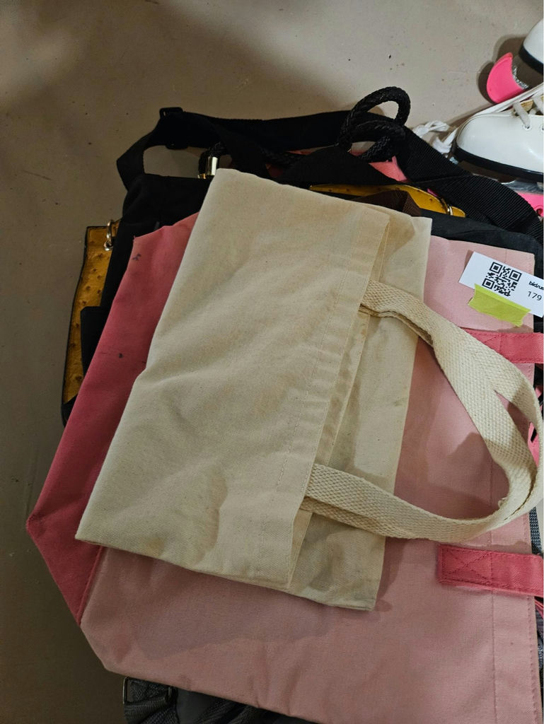 Assorted bags and white figure skates and (curling?) shoes - image 1 of 8