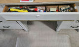 Painted white desk with drawers and mixed office/craft supplies - thumbnail 5 of 12