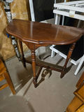 Assorted furniture pieces: white glass-top display tables, a console table, and a wooden dresser - thumbnail 5 of 16
