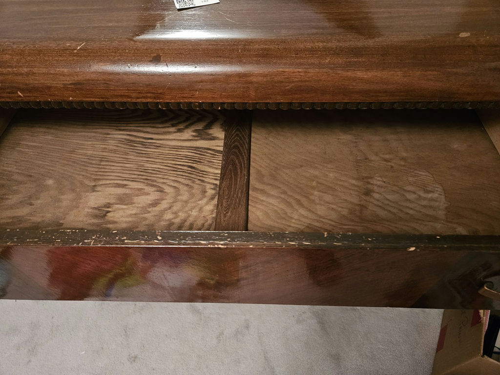 Vintage wooden dresser with round mirror - image 10 of 10