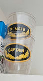 Apple-shaped kitchen timer, glass casserole dish with lid, and captain-themed glasses - thumbnail 1 of 4