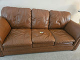 Brown leather sofa and 2 chairs with nailhead trim - thumbnail 4 of 12