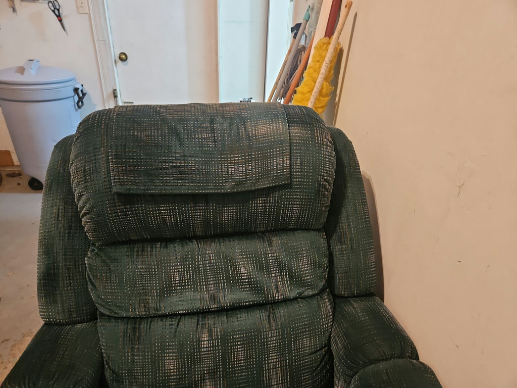 Green fabric recliner chair with power adapter - image 4 of 10