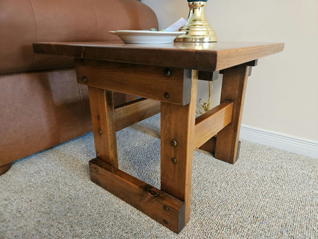 Rustic solid wood coffee table and 2 matching end tables - image 7 of 9