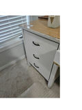Painted white desk with drawers and mixed office/craft supplies - thumbnail 4 of 12
