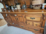 Oak wooden dining room buffet and hutch with hand crafted stainedglass-front cabinet - thumbnail 8 of 21