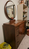 Vintage wooden dresser with round mirror - thumbnail 7 of 10