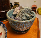 Decorative ceramic floral bowl, brass-lidded container, and rock-filled ceramic planter - thumbnail 4 of 4