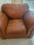 Brown leather sofa and 2 chairs with nailhead trim - thumbnail 11 of 12