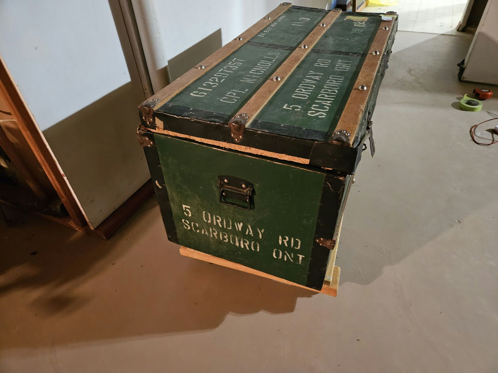 Vintage green military-style travel trunk - image 4 of 11