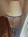 Wooden floor lamp with cream fabric shade - thumbnail 1 of 7