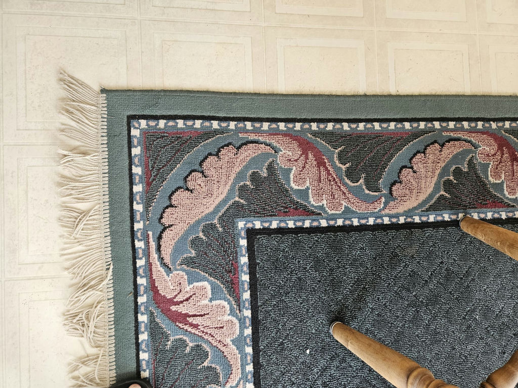 Decorative blue/teal border rug ~ 63" X 93" - image 6 of 7