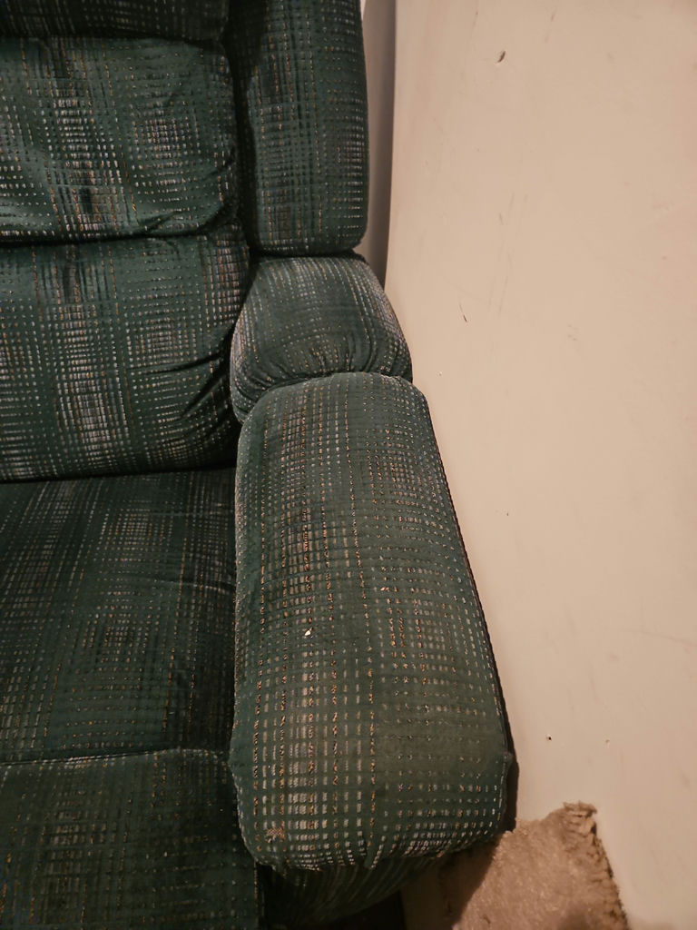 Green fabric recliner chair with power adapter - image 6 of 10