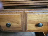 Oak wooden dining room buffet and hutch with hand crafted stainedglass-front cabinet - thumbnail 11 of 21