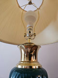 Brass and Green Glass Table Lamps - thumbnail 3 of 9