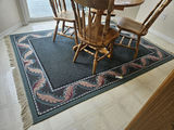 Decorative blue/teal border rug ~ 63" X 93" - thumbnail 1 of 7