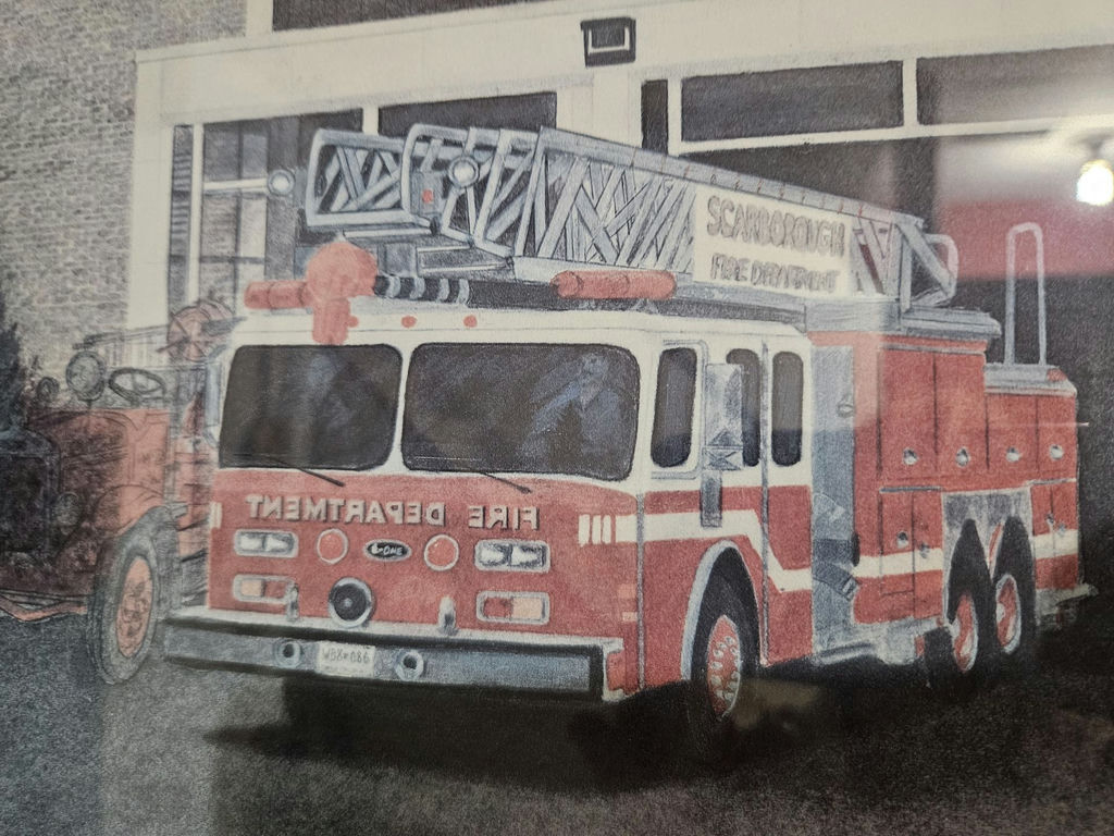 Framed Fire Station Print with Fire Trucks - image 4 of 7