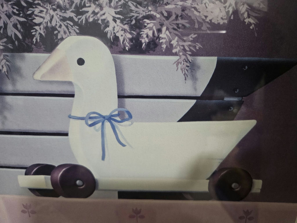 Framed art print of ducks and flowers in a cart - image 3 of 6