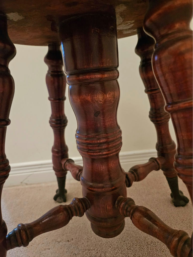 Round-top antique piano stool with castered legs - image 4 of 6