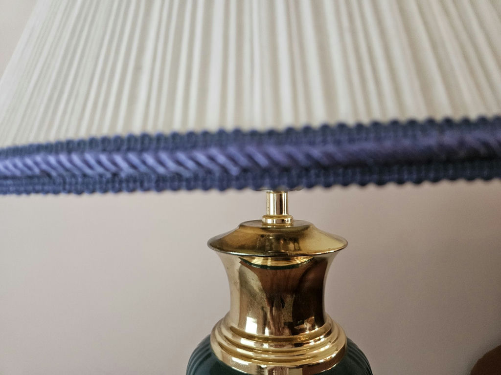 Brass and Green Glass Table Lamps - image 4 of 9