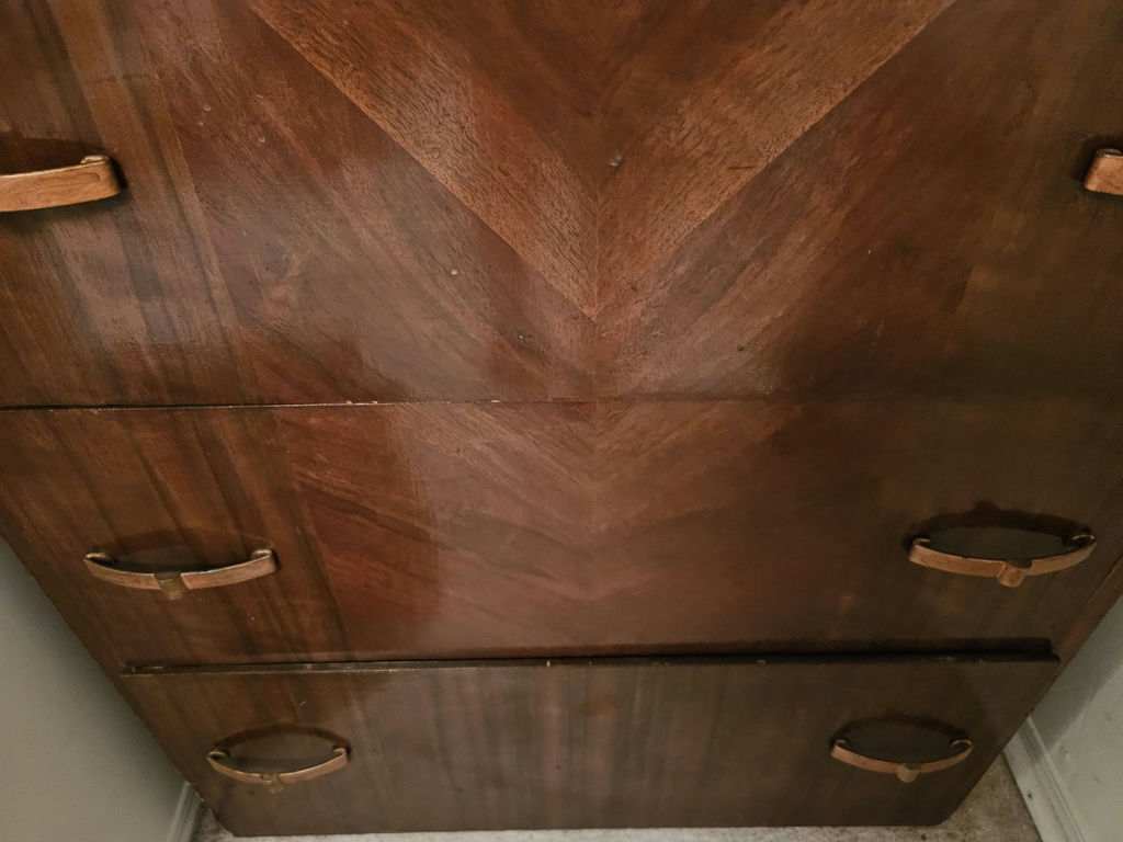 Vintage wooden tall dresser with multiple drawers - image 5 of 12