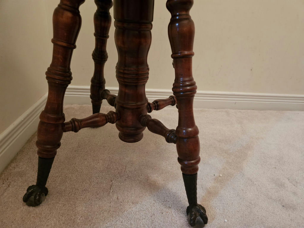 Round-top antique piano stool with castered legs - image 6 of 6
